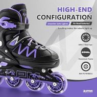 2PM SPORTS Girls Adjustable Inline Skates with Full Light Up Wheels, Fun Beginner Roller Skates for Kids Boys Youth