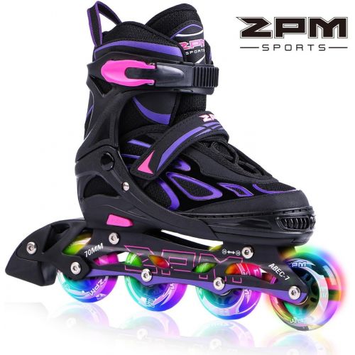  [아마존 핫딜] [아마존핫딜]2PM SPORTS Vinal Girls Adjustable Inline Skates with Light up Wheels Beginner Skates Fun Illuminating Roller Skates for Kids Boys and Ladies