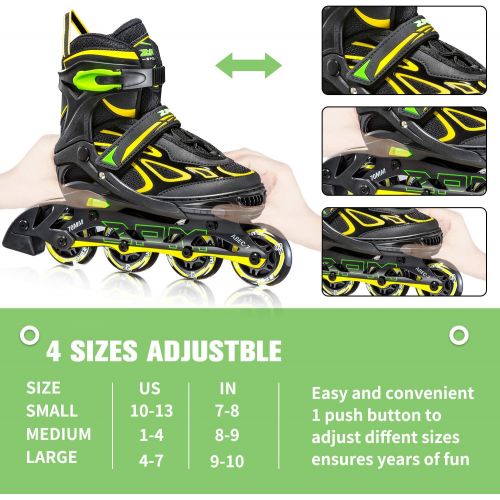  2PM SPORTS Vinal Girls Adjustable Inline Skates with Light up Wheels Beginner Skates Fun Illuminating Roller Skates for Kids Boys and Ladies… (Blue, X-Large(7M/8W-10M/11W US))