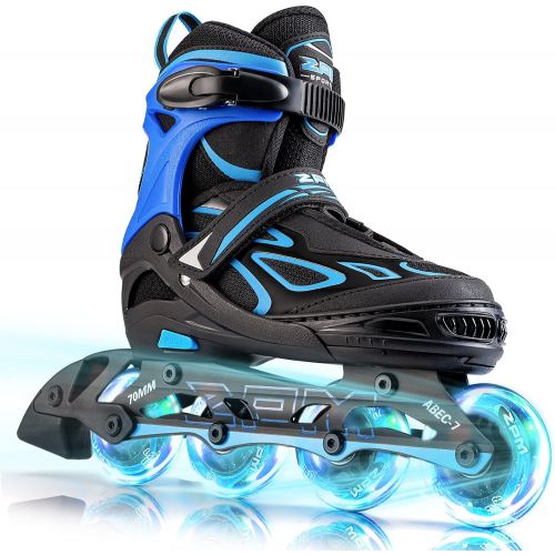  [아마존베스트]2PM SPORTS Vinal Girls Adjustable Inline Skates with Light up Wheels Beginner Skates Fun Illuminating Roller Skates for Kids Boys and Ladies…