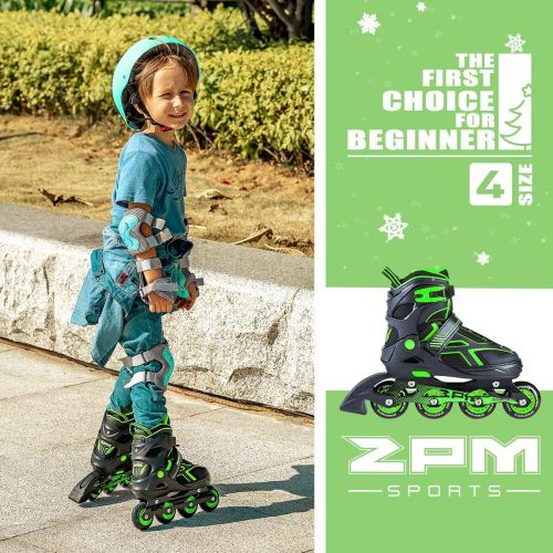  2PM SPORTS Torinx Orange/Red/Green Black Boys Adjustable Inline Skates, Fun Roller Blades for Kids, Beginner Roller Skates for Girls, Men and Ladies