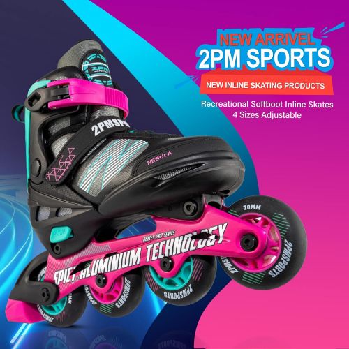  2PM SPORTS Adjustable Inline Skate for Children, Fun Kids Roller Blades, Beginner Skates for Girls and Boys