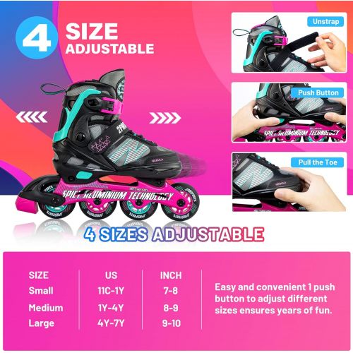  2PM SPORTS Adjustable Inline Skate for Children, Fun Kids Roller Blades, Beginner Skates for Girls and Boys