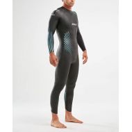 2XU Men’s P:1 Propel Triathlon Full Body Wetsuit - Easy Stretch, Black/Blue Ombre, Small - One Piece & Long Sleeve Diving Swimsuit with Back Zip