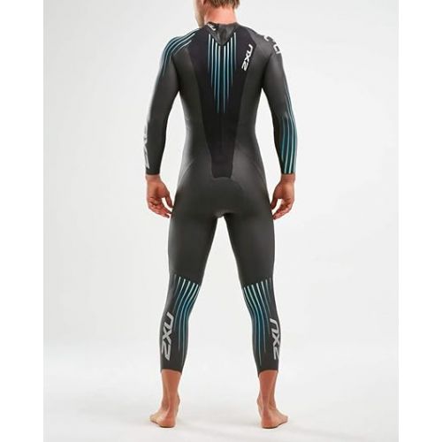  2XU Men’s P:1 Propel Triathlon Full Body Wetsuit - Easy Stretch, Black/Blue Ombre, Small - One Piece & Long Sleeve Diving Swimsuit with Back Zip