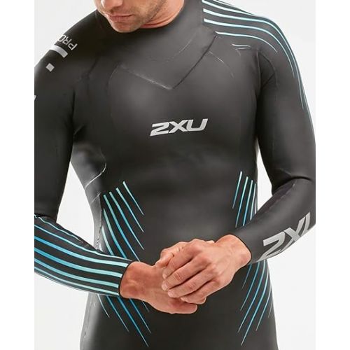  2XU Men’s P:1 Propel Triathlon Full Body Wetsuit - Easy Stretch, Black/Blue Ombre, Small - One Piece & Long Sleeve Diving Swimsuit with Back Zip