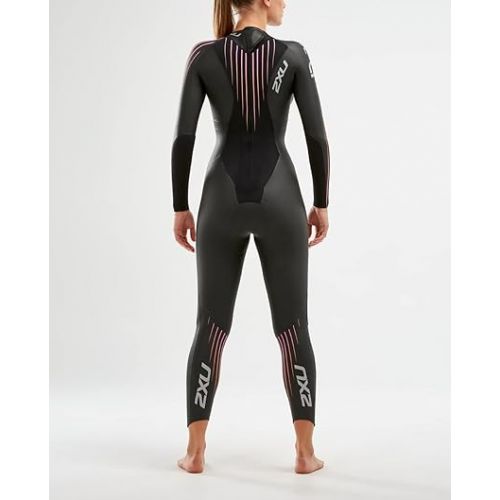  2XU Women's P:1 Propel Triathlon Wetsuit - Black/Sunset Ombre- S, Easy Stretch, Full Sleeve Smoothskin Neoprene for Swimming, Running, Cycling,