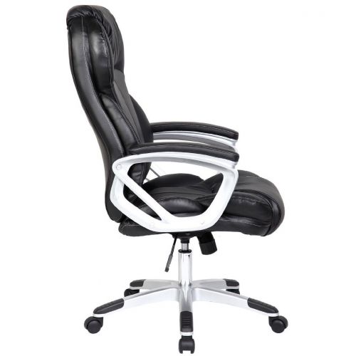  2xhome Set of Two (2) - Black - Deluxe Professional PU Leather Big Tall Ergonomic Office High Back Chair Manager Task Conference Executive Swivel Tilt Padded Arms