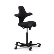 2xhome Capisco Ergonomic Office Chair with Saddle Seat - Standing Desk Height (Capisco, Black Eco Polyester with Black Base)