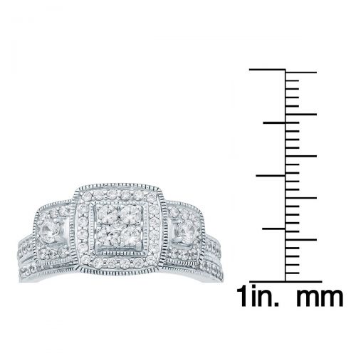  34 Carat TW Diamond Halo Bridal Set in 10K White Gold by Marquee