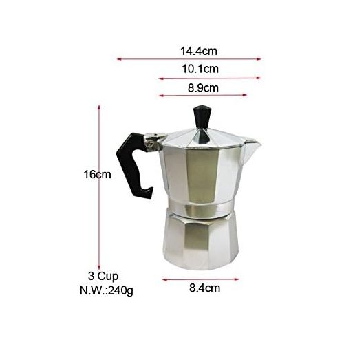  3 Cup Stovetop Espresso Maker - For Gas, Electric, or Ceramic Stovetops