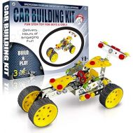 3 Bees & Me STEM Car Building Erector Toy Kit | Educational Metal Project for Boys and Girls Aged 8-11 Years Old (Ages 6-7 with Help) Beginner Gift Set for STEM Learning and Junior Engineers