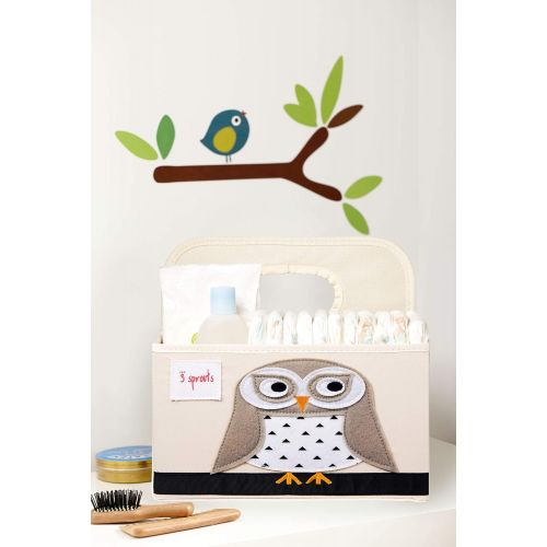  3 Sprouts Baby Diaper Caddy - Organizer Basket for Nursery, Owl