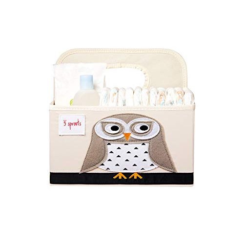  3 Sprouts Baby Diaper Caddy - Organizer Basket for Nursery, Owl