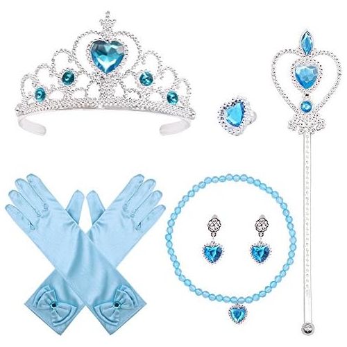  3 otters Princess Dress Up, Princess Costume Accessories Party Accessory Queen Cosplay Best Gift for Girl, 6 Sets Blue
