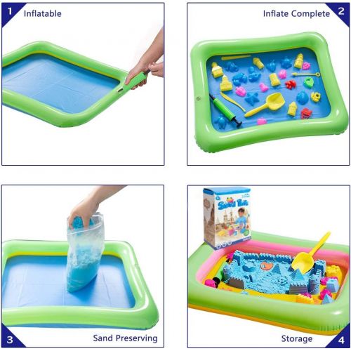  [아마존베스트]3 otters Play Sand and Sand Molds Kit, 4 Lbs Magic Sand Play Sand Beach Mold Kit Play Sand Set with 45 Pcs Sand Molds and 1 Sand Tray