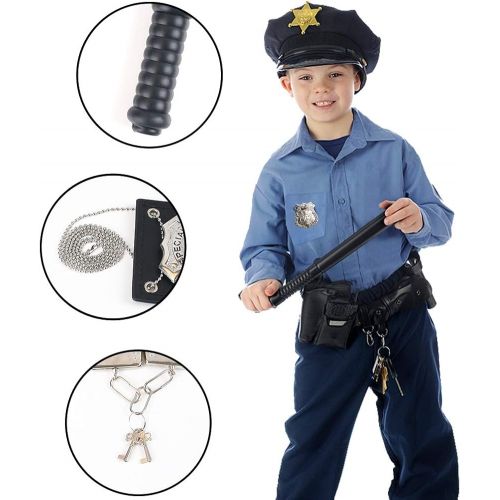  3 otters Police Pretend Play Toy Set, 6PCS Kids Police Accessories Metal Handcuffs Cop Accessories for Kids Christmas Stocking Stuffers Gifts Party Favors