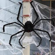 3 otters Giant Halloween Spider Decorations, 49inch Halloween Spider for Halloween Outside Decorations, with 50PCS Little Spiders