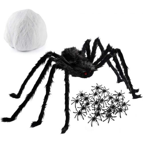  할로윈 용품3 otters Giant Halloween Spider Decorations, 49inch Halloween Spider for Halloween Outside Decorations, with 50PCS Little Spiders