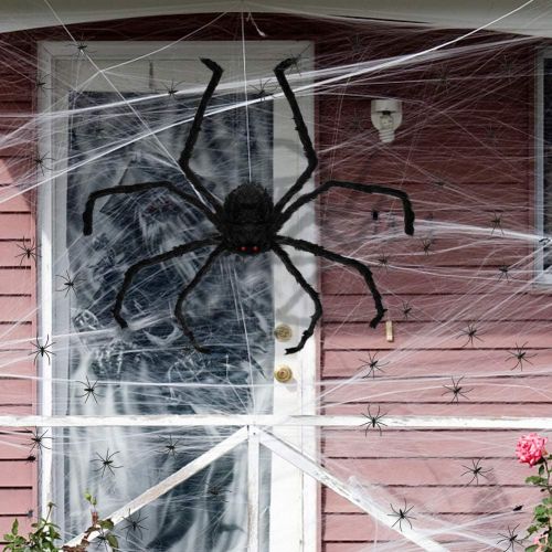  할로윈 용품3 otters Giant Halloween Spider Decorations, 49inch Halloween Spider for Halloween Outside Decorations, with 50PCS Little Spiders