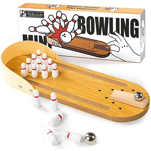  3 otters Mini Bowling Set, Wooden Tabletop Bowling Game Desk Toys Desktop Bowling Home Bowling Alleys, Desk Gifts for Coworkers