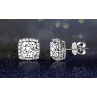 3.44 CTTW Halo Stud Earrings Made with Swarovski Elements Crystals