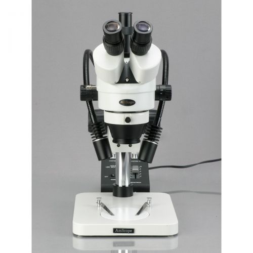  3.5X-180X Trinocular Inspection Zoom Stereo Microscope with Gooseneck LED Lights by AmScope
