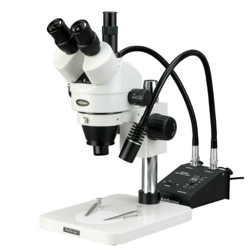  3.5X-180X Trinocular Inspection Zoom Stereo Microscope with Gooseneck LED Lights by AmScope