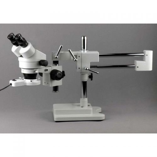  3.5X-45X Binocular Stereo Boom Microscope + Ring Light by AmScope