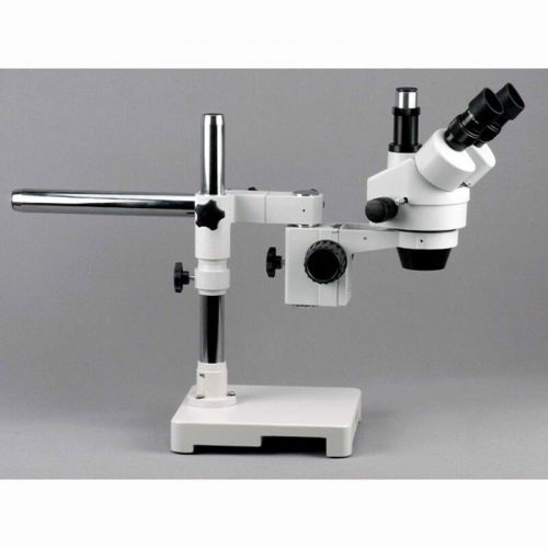  3.5X-45X Trinocular Stereo Zoom Microscope on Single Arm Boom Stand by AmScope