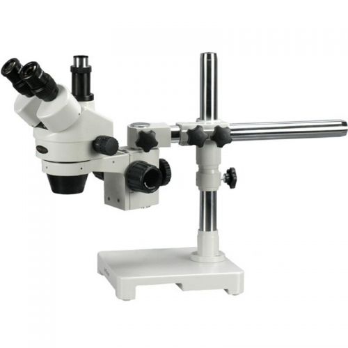  3.5X-45X Trinocular Stereo Zoom Microscope on Single Arm Boom Stand by AmScope