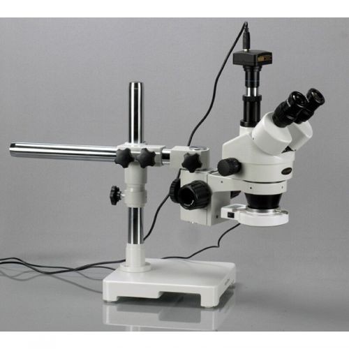  3.5X-45X LED Boom Stand Stereo Zoom Microscope + 3MP Camera by AmScope