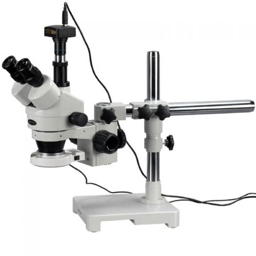  3.5X-45X LED Boom Stand Stereo Zoom Microscope + 3MP Camera by AmScope