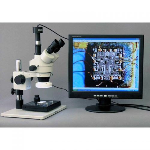  3.5X-90X Inspection Microscope with 1.3MP USB Camera and Light by AmScope