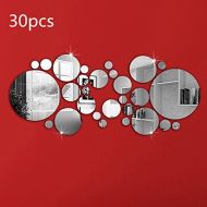 30Pcs DIY Mirror Wall Sticker Removable Round Acrylic Mirror Decor of Self Adhesive Circle for Art Window Wall Decal Kitchen Home Decoration by TheBigThumb