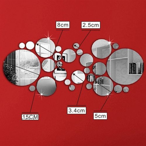  30Pcs DIY Mirror Wall Sticker Removable Round Acrylic Mirror Decor of Self Adhesive Circle for Art Window Wall Decal Kitchen Home Decoration by TheBigThumb