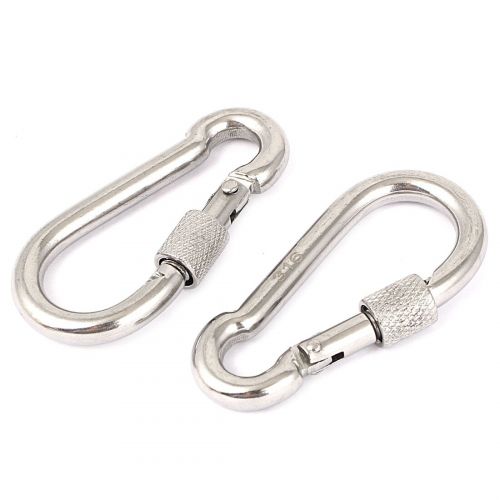 316 Stainless Steel Screw Lock Carabiner Snap Hook Ornament 2pcs by Unique Bargains