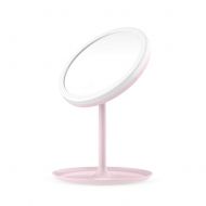 32gagwwc Portable Desktop USB Rechargeable LED Lighted Adjustable Cosmetic Makeup Mirror Table Set with Dimmable Lights (Pink/White) Pink