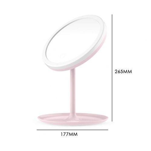  32gagwwc Portable Desktop USB Rechargeable LED Lighted Adjustable Cosmetic Makeup Mirror Table Set with Dimmable Lights (Pink/White) Pink