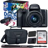 33rd Street Camera EOS M50 Video Creator Kit with EF-M15-45mm Lens, Rode VIDEOMIC GO, 100ES Camera case and 32GB Sandisk Memory Card Camera has Built-in Wi-Fi with NFC, Bluetooth + LCE-12 and LPE-12