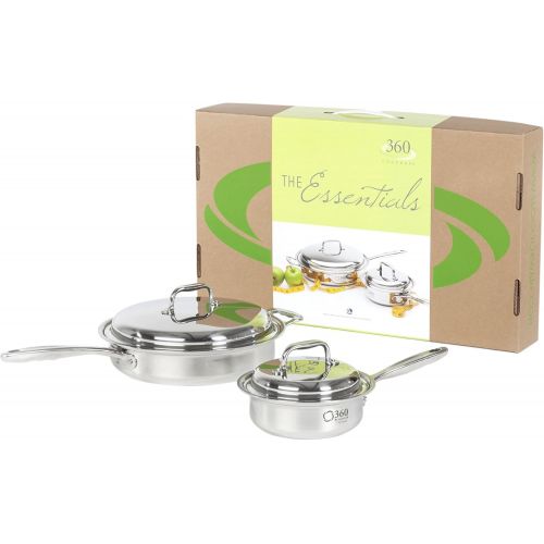  [아마존베스트]360 Stainless Steel Cookware Set, Handcrafted in the USA, Induction Cookware, Waterless Cookware, Dishwasher Safe, Oven Safe, Surgical Grade Stainless Steel Cookware, Pots and Pans