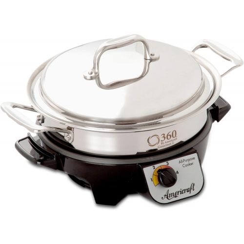  360 Cookware Gourmet Slow Cooker and Induction Capable Non-Leaching Waterless Stainless Steel Casserole with Cover, 2.3-Quart