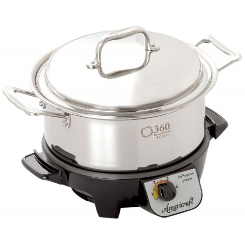  360 Cookware Stainless Steel Cookware, American Made, 4 Quart Pot For Gas, Electric, Induction Stoves. Waterless Cookware Capable, Lasts a Lifetime, Base Included To Turn It Into a