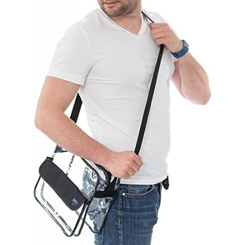  360 DESIGN BOX Clear Messenger Bag, Adjustable Stadium Approved Transparent Purse