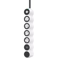 360 Electrical PowerCurve Power Strip, Braided Extension Cord with 4 Rotating Outlets, 2 USB-A Ports, and 2 USB-C Ports, Outlet Extender 6 ft, Surge Protector Power Strip with USB Ports, White