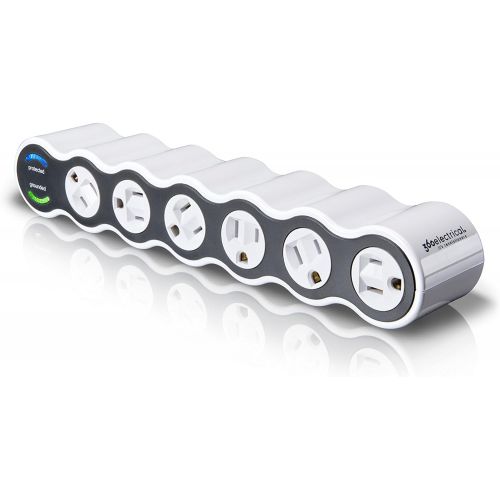  360 Electrical 36051 Power Curve 6 Outlet Surge Protector,White and Gray