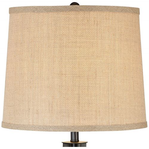  360 Lighting Modern Table Lamps Set of 2 with USB Charging Port Iron Bronze Drum Shade for Living Room Family Bedroom Office