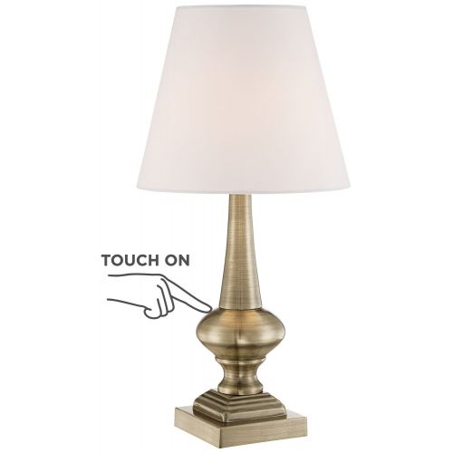  360 Lighting Traditional Desk Table Lamp 19 High Antique Brass Metal White Empire Shade Touch On Off for Bedroom Bedside Office