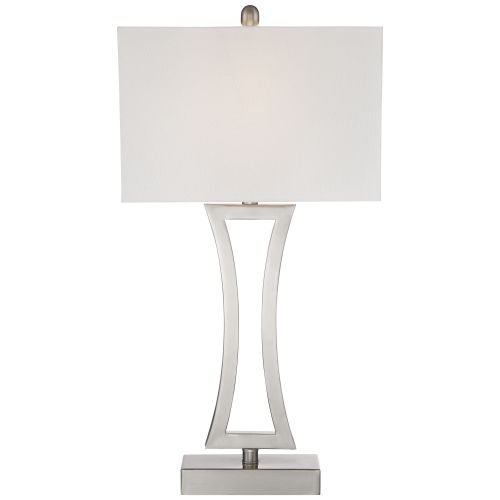  360 Lighting Modern Table Lamps Set of 2 Brushed Steel Off White Rectangular Shade for Living Room Family Bedroom Bedside Office