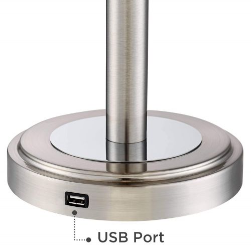  Camile Metal USB Port Table Lamps w/Gaffney Shade Set of 2-360 Lighting